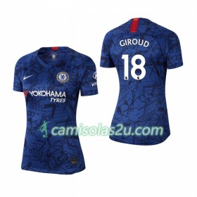 Camisolas de Futebol Chelsea Olivier Giroud 18 Mulher Equipamento Principal 2019/20 Manga Curta
